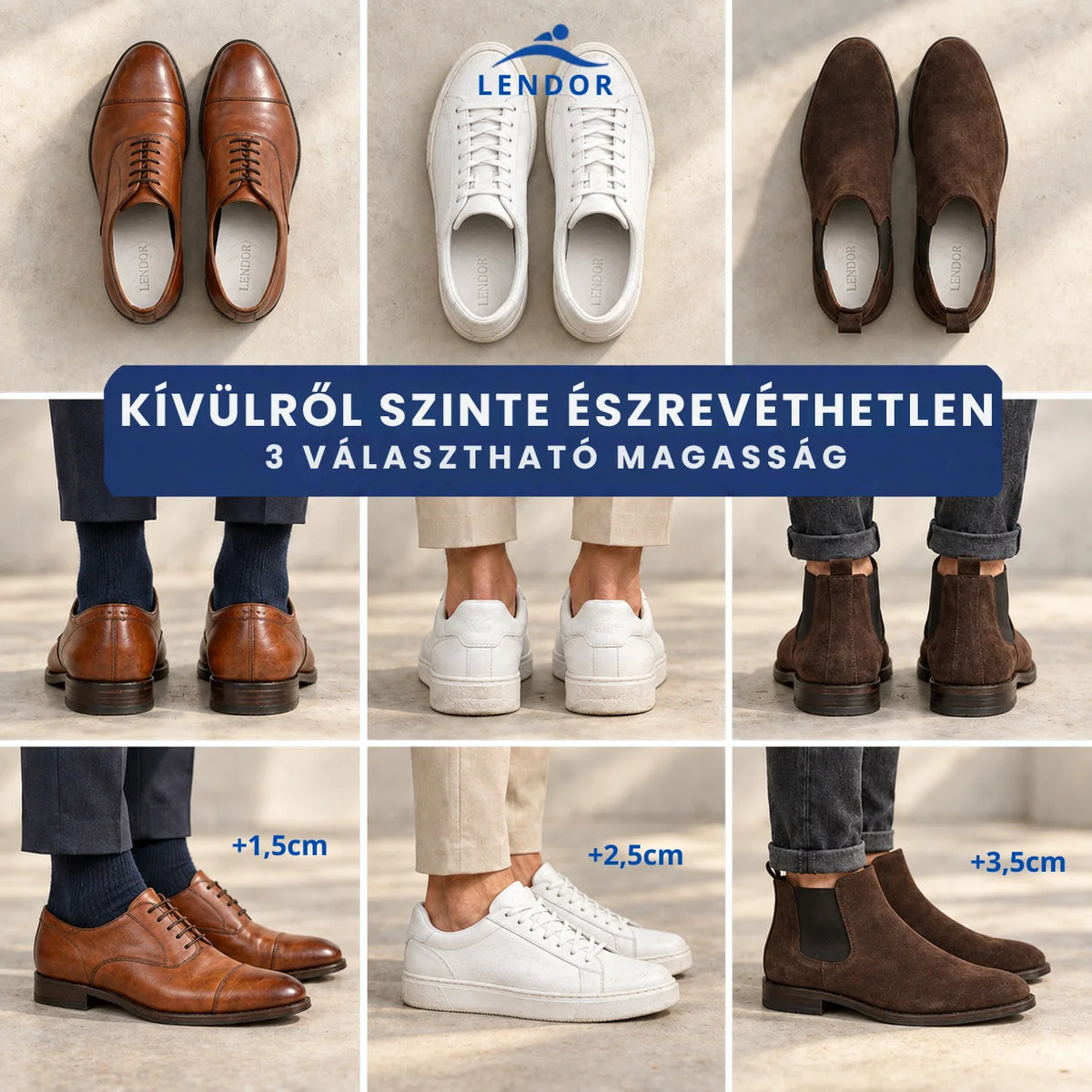 Lendor diszkrét test magasító cipőbetét